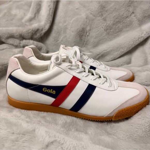 Gola Harrier Leather Sneakers Mens US 13 EU 46 White Red Blue Gum Sole NEW main image 8